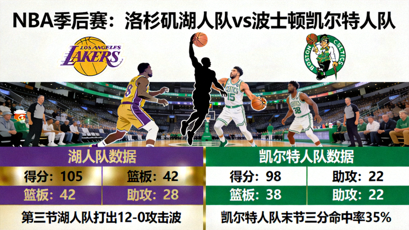NBA季后赛 洛杉矶湖人队对阵波士顿凯尔特人队 赛事数据